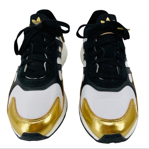 ADIDAS Tresc Run Black & Metallic Gold 90’s Inspired Design Sneakers Size 7M/8W - Picture 6 of 7